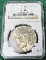 1925 PEACE DOLLAR MGC MS 64