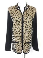 Designer TanJay Zip Front Leopard Print Sweater