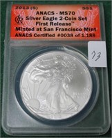 2013S SILVER EAGLE ANACS - MS70 FIRST RELEASE