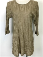 Chico's Textured Gold Tunic Sweater, M