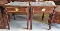 MAHOGANY INLAID THOMASVILLE END TABLE W/ DRAWER,