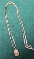 NUGGET PENDANT AND CHAIN 14K - 6.8 GRAMS