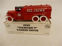 1991 ERTL RED CROWN FUEL TANKER COIN BANK / BOX