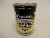 DEPENDABLE ALL WEATHER MOTOR OIL U.S. QT. CAN