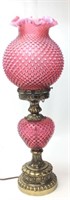 FENTON CRANBERRY HOBNAIL LAMP