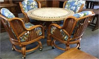 TILE TOP RATTAN TABLE WITH 4 CHAIRS