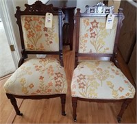VICTORIAN SIDE CHAIRS WITH HIP REST, X2