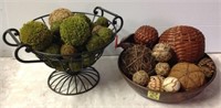 DECORATIVE IRON TYPE BASKET WITH ORBS,
