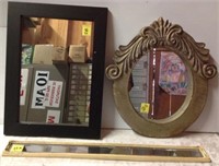 3 MIRRORS; BLACK FRAME HAS SMALL CHIP