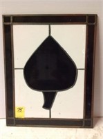 LEADED GLASS ART WITH SPADE DESIGN