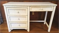 HENRY LINK 4-DRAWER WHITE WICKER DESK WITH FORMICA