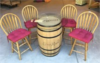 Crown Royal Barrel Glass Top Table w/ Stools