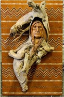 Vintage Driftwood Native American Face Carving