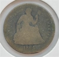 1864 S SEATED HALF DIME  BETTER DATE