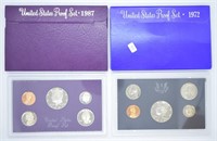 TWO PROOF SETS 1972 1987