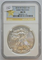 2014 W SILVER EAGLE NGC MS70