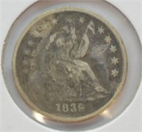 1839 HALF DIME  VG