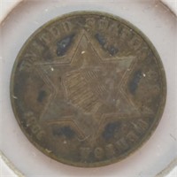 1860 SILVER 3 CENT PIECE   VF