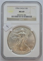 1996 SILVER EAGLE NGC MS69 KEY DATE