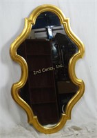 Vintage Hanging Ornate Gold Wood Framed Mirror