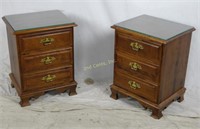 Pair Of Moosehead Solid Wood Glass Top End Tables