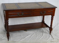 Antique Leather Top Side Board /  Sofa Table