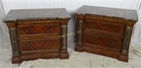 Pair Of American Signature Marble Top End Tables