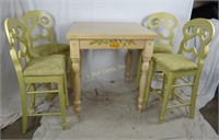 Tall Bistro Breakfast Table W 4 Chairs & 2 Drawers