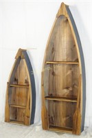 2 Solid Wood 3 Tier Boat Shaped Hanging Shelves