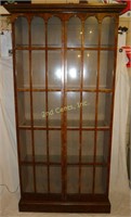 Antique Solid Wood Display Cabinet W/ Curved Glass