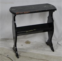 Antique Painted Wood Side Table W/ Rack