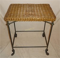 Metal And Wicker Side Table