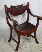 Antique Ornate Carved Barrel Chair