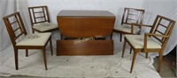 Solid Wood Mid Century Mod Drop Leaf Table 4 Chair