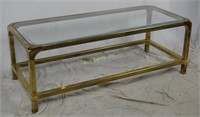 Mid Century Brass Coffee Table W/ Glass Top