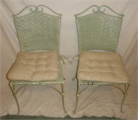 Green Metal & Wicker Patio Chairs