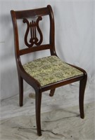Vintage Harp Back Chair Padded Seat Wood