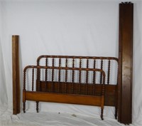 Antique Full Walnut Ornate Turned Slats Bed Frame