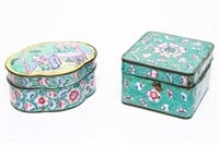 Chinese Trinket Covered Boxes, Brass & Enamel, 2