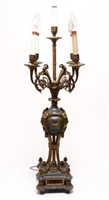 Neoclassical Marble & Ormolu Candelabra Lamp