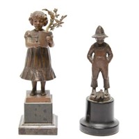 Bronze Sculptures of a Young Girl & Boy, 2