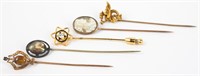 5 LADIES GOLD FILLED COSTUME HAT PINS