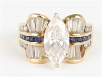 14K YELLOW GOLD MARQUISE CUT CZ RING