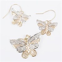 LADIES 10K TRICOLOR GOLD BUTTERFLY JEWELRY