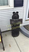 Hand Made Saw Cut Bear With Sign