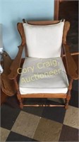 Oak Chair With Leather Back Cushion and Bottom