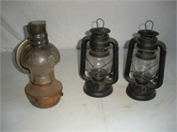 3 Oil lanterns 1 Lot