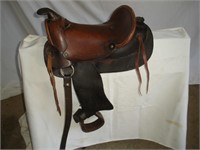 Child's Leather Saddle with Stir-ups