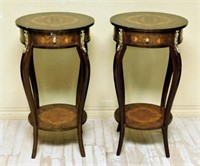 Marquetry Inlaid Side Tables.