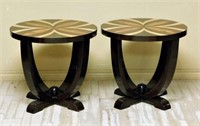 Marquetry Inlaid Art Deco Style Side Tables.